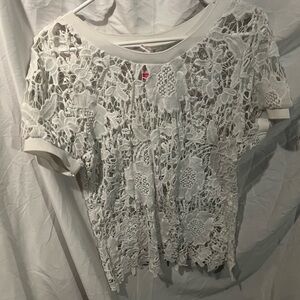 No Boundaries White Floral Lace Blouse